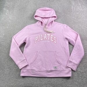 Life is Good Hoodie Womens Medium Pink Pilates Logo Sweatshirt Yoga Gym Training